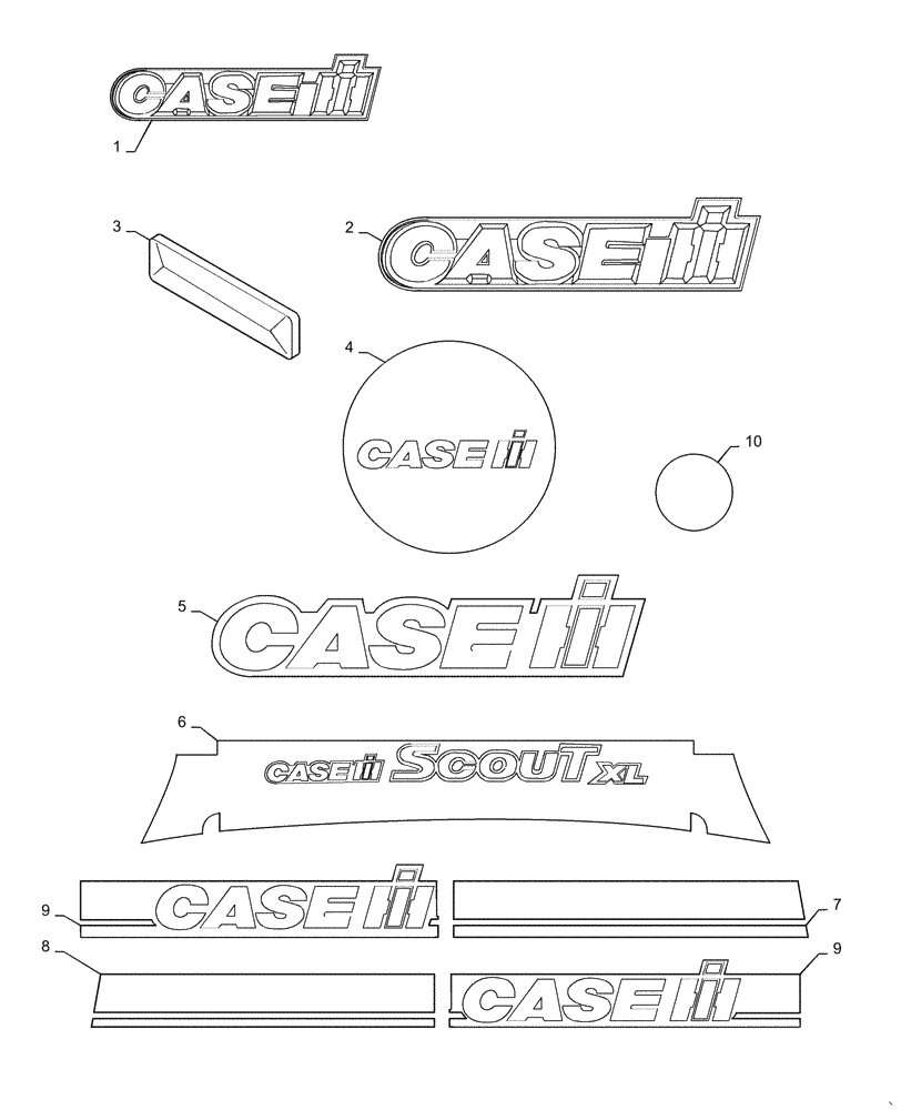 Схема запчастей Case IH SCOUT XL - (90.108.02) - BADGING DECALS (90) - PLATFORM, CAB, BODYWORK AND DECALS
