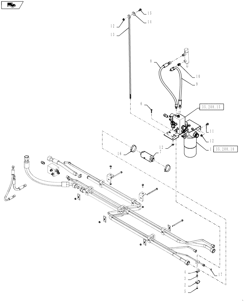 Схема запчастей Case IH 7130 - (35.310.42[01]) - HYDRAULIC PLUMBING, TUBE BUNDLE, FILTER & VALVE ATTACHMENT (35) - HYDRAULIC SYSTEMS