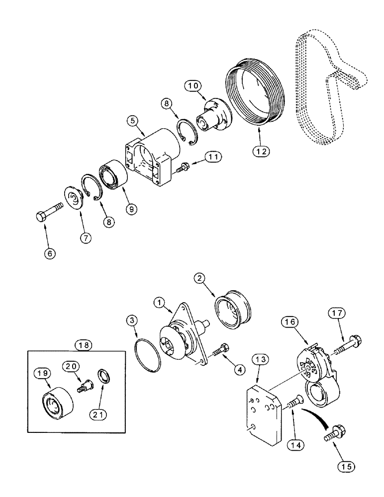 Схема запчастей Case IH 8950 - (2-021A) - WATER PUMP SYSTEM, 6T-830 EMISSIONS CERTIFIED ENGINE (02) - ENGINE