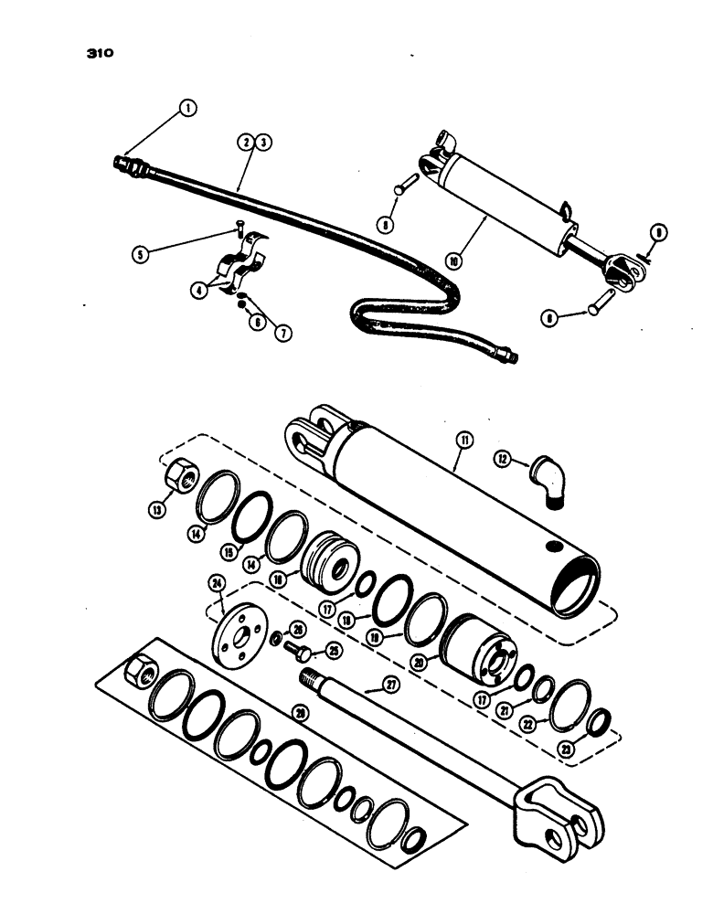 Схема запчастей Case IH 530 - (310) - REMOTE CYLINDER AND HOSES, DRAFT-O-MATIC TRACTOR, PRIOR TO S/N 8262800 (08) - HYDRAULICS