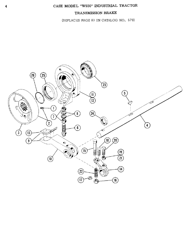 Схема запчастей Case IH W930 - (04) - TRANSMISSION BRAKE, REPLACES PAGE 80 IN CATALOG NO. 678 (06) - POWER TRAIN