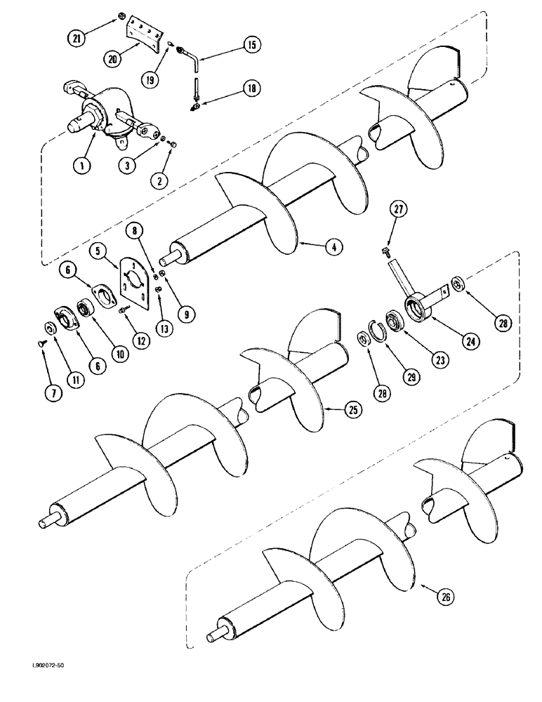 Схема запчастей Case IH 1670 - (9E-24) - UNLOADER UPPER AUGER (17) - GRAIN TANK & UNLOADER