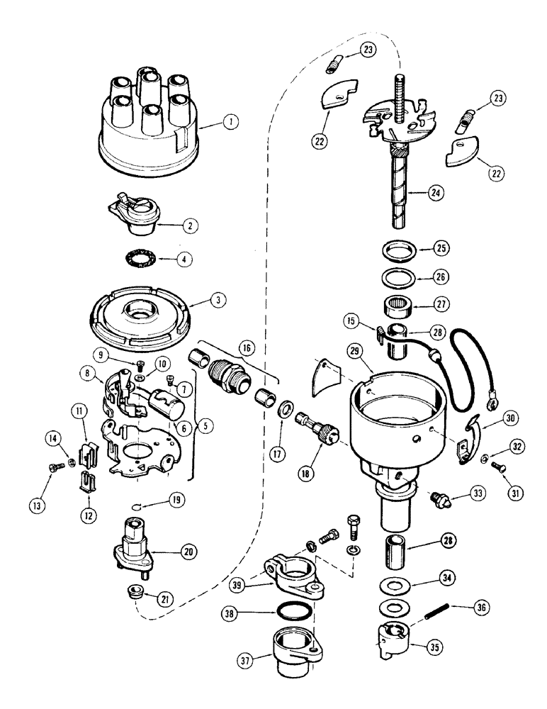 Схема запчастей Case IH 930 - (2-039A) - DISTRIBUTOR PARTS, A24505 PRESTO-LITE DISTRIBUTOR PARTS (02) - ENGINE