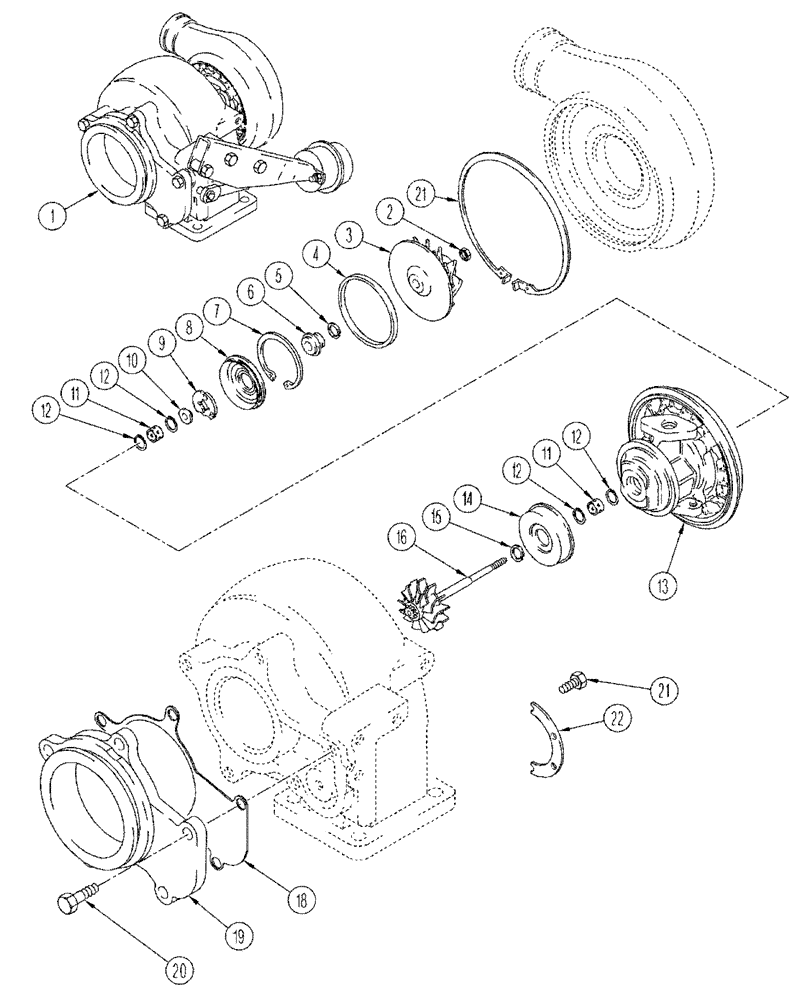 Схема запчастей Case IH FLX4510 - (02-036) - TURBOCHARGER - ASSEMBLY, FLX4010 (01) - ENGINE