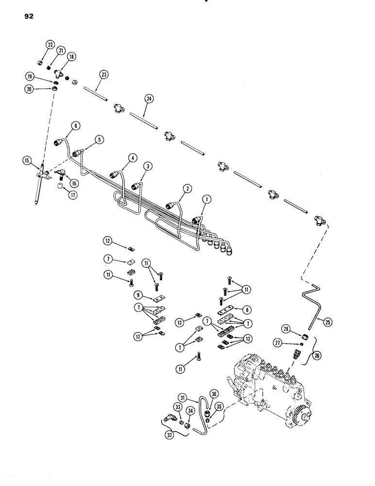 Схема запчастей Case IH 504BD - (092) - FUEL INJECTION SYSTEM, ENGINE LESS FUEL DEVICE, 504BD AND 451BD NATURALLY ASPIRATED ENGINES (03) - FUEL SYSTEM
