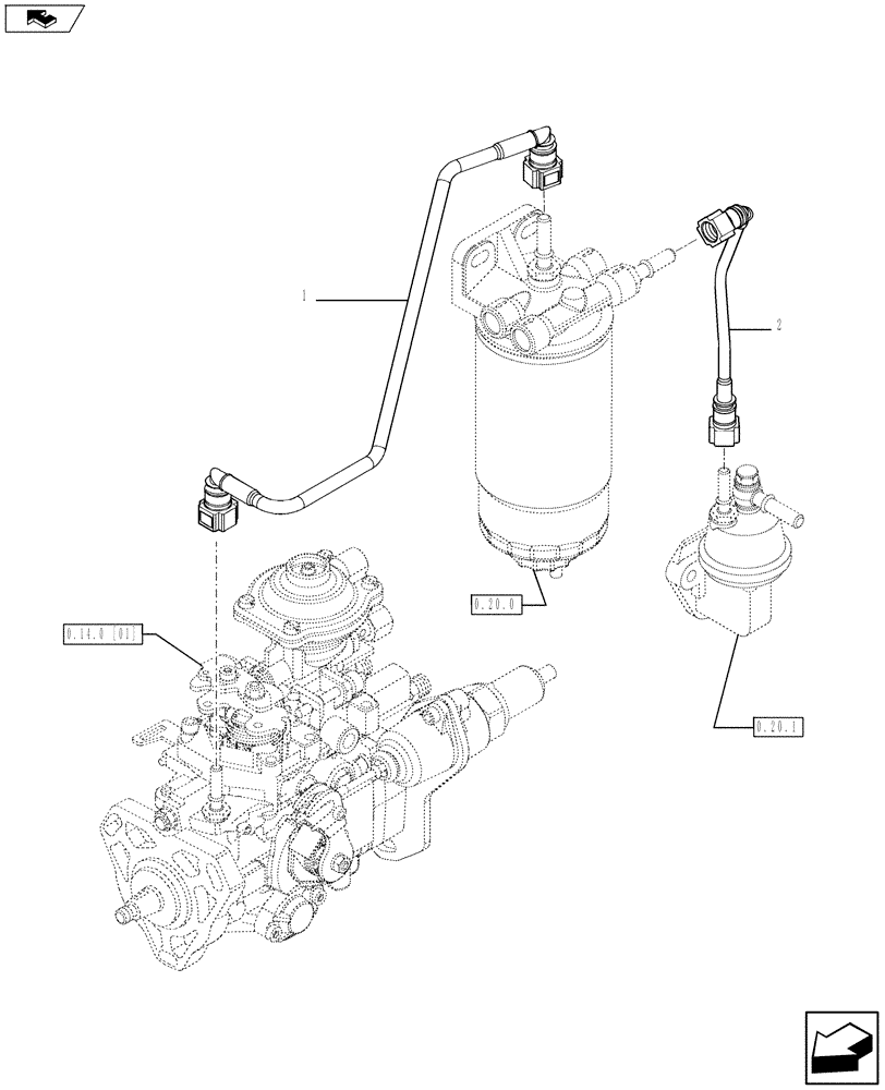 Схема запчастей Case IH F5AE5484B A001 - (0.20.3[02]) - PIPING - FUEL (10) - ENGINE
