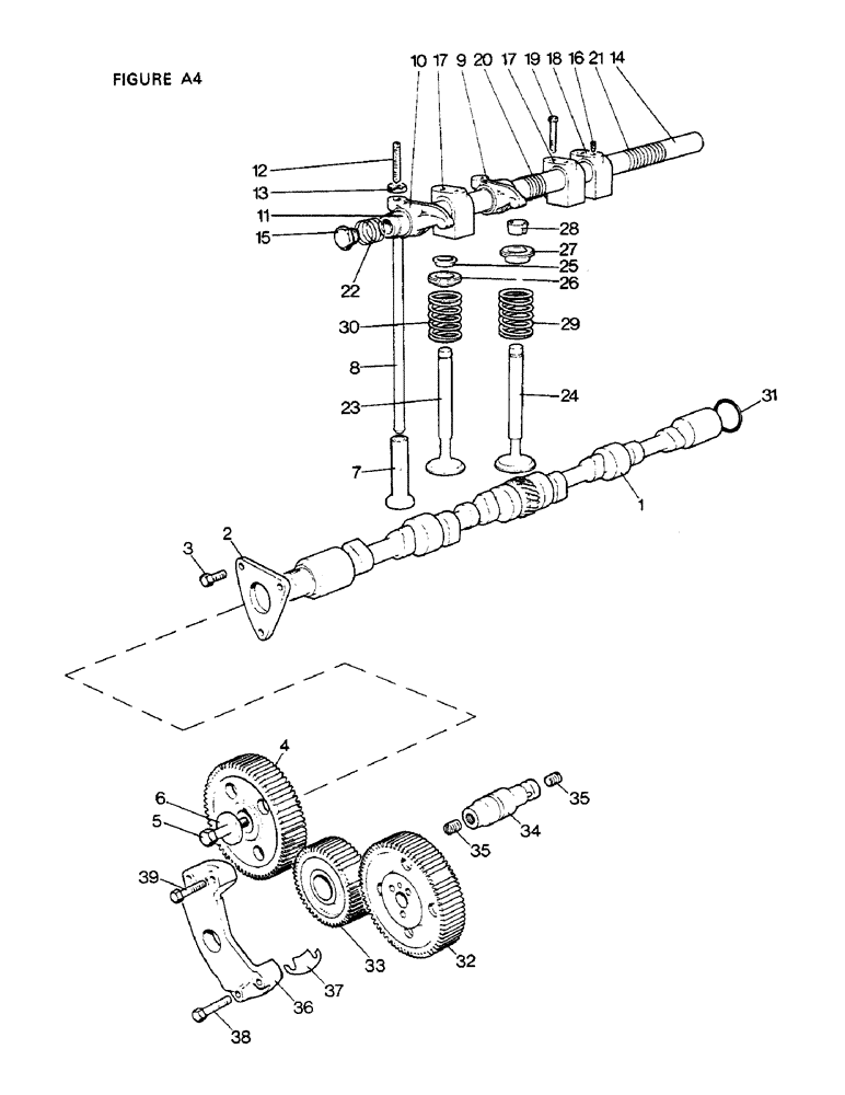 Схема запчастей Case IH 1412 - (A04-1) - ENGINE, VALVE MECHANISM AND TIMING GEARS, 1410, 1410Q, 1410SK,1412,1412Q,1412G,1412SK (01) - ENGINE
