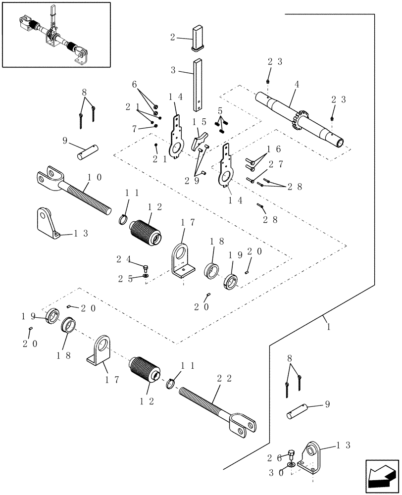 Схема запчастей Case IH WRX201 - (39.100.06) - RATCHET LINK (39) - FRAMES AND BALLASTING