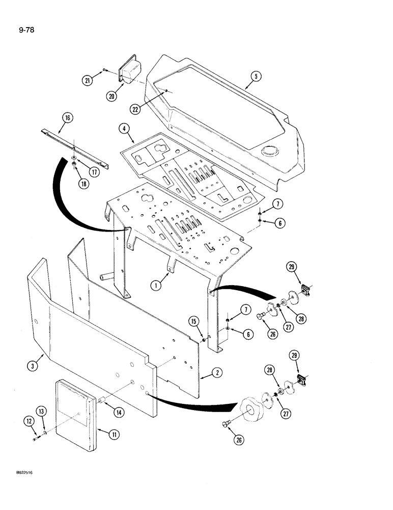 Схема запчастей Case IH 9230 - (9-078) - CAB CONTROL CONSOLE (09) - CHASSIS/ATTACHMENTS