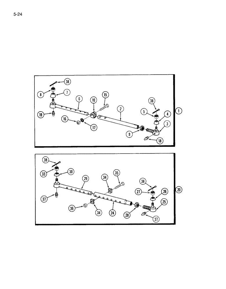 Схема запчастей Case IH 1822 - (5-24) - STEERING AXLE TIE RODS, 1822 COTTON PICKER (04) - STEERING