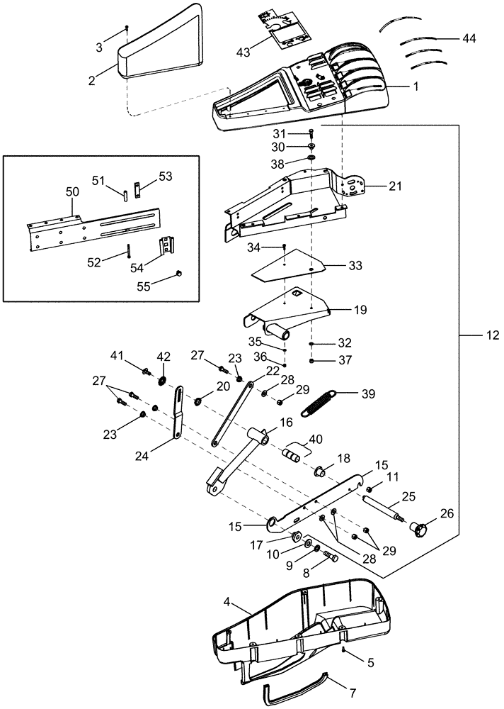 Схема запчастей Case IH MX245 - (09-36) - CONSOLE, RIGHT HAND, DELUXE AND LUXURY CAB - BSN Z6RZ04001 (09) - CHASSIS/ATTACHMENTS