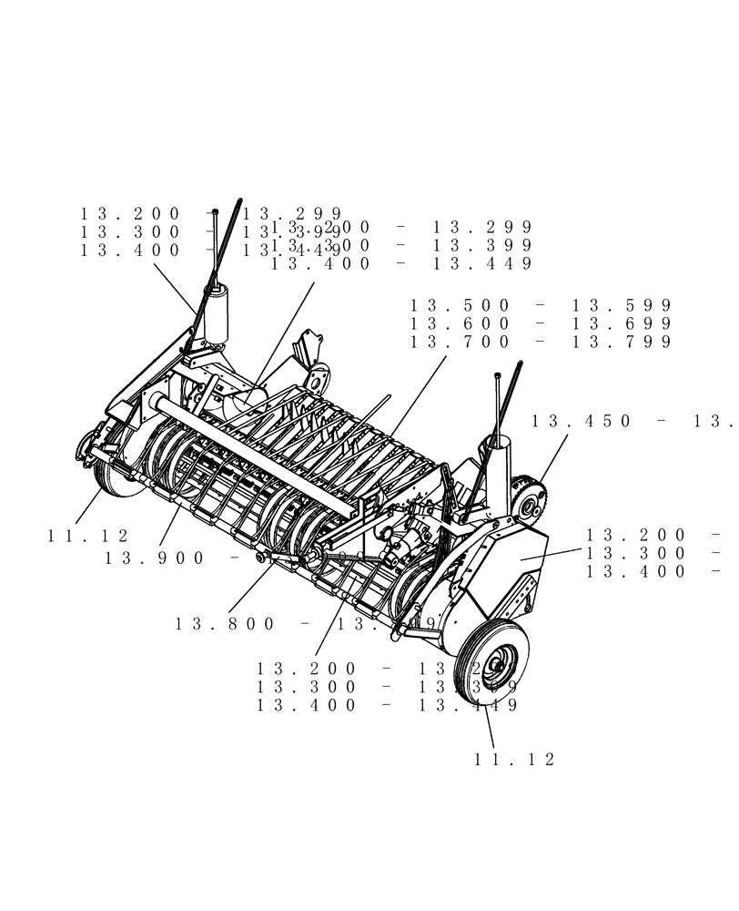Схема запчастей Case IH RB464 - (SECTION 13[RB464]) - PICTORIAL INDEX, PICKUP (00) - GENERAL