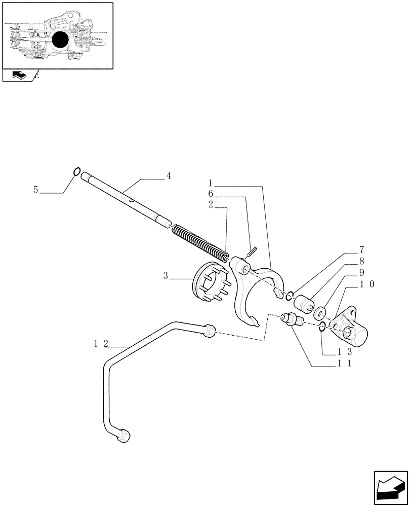 Схема запчастей Case IH FARMALL 70 - (1.32.6/01) - ELECTROHYDRAULIC DIFFERENTIAL LOCK CONTROL - ROD AND FORK (VAR.330384-743909) (03) - TRANSMISSION
