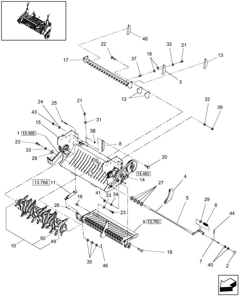 Схема запчастей Case IH RB464 - (13.705) - ROTOR CUTTER (13) - FEEDER