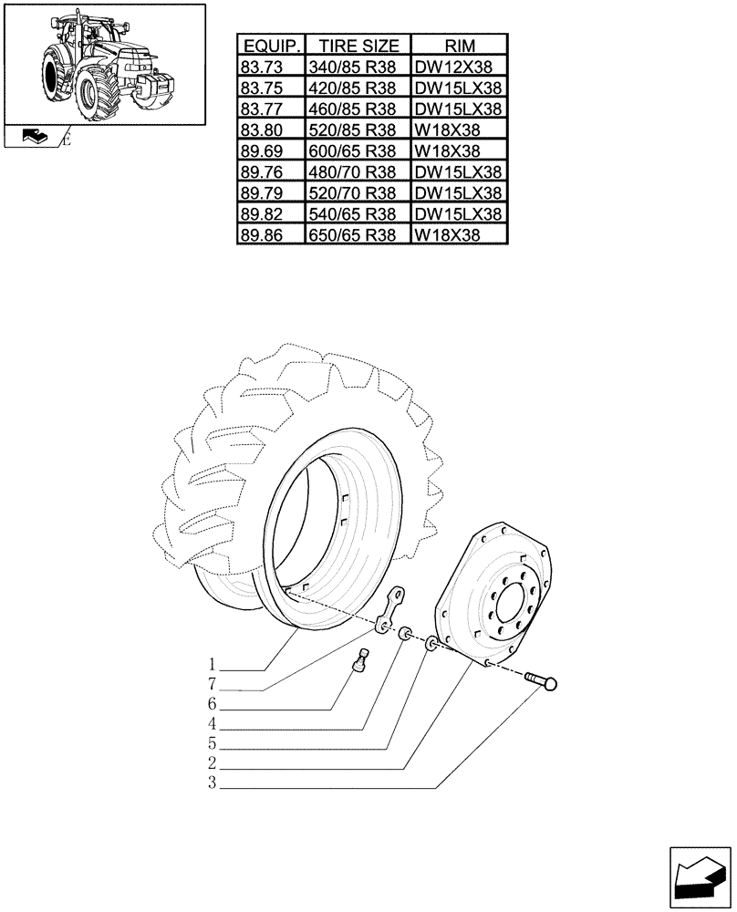 Схема запчастей Case IH MAXXUM 140 - (83.00[09]) - REAR WHEELS (11) - WHEELS/TRACKS
