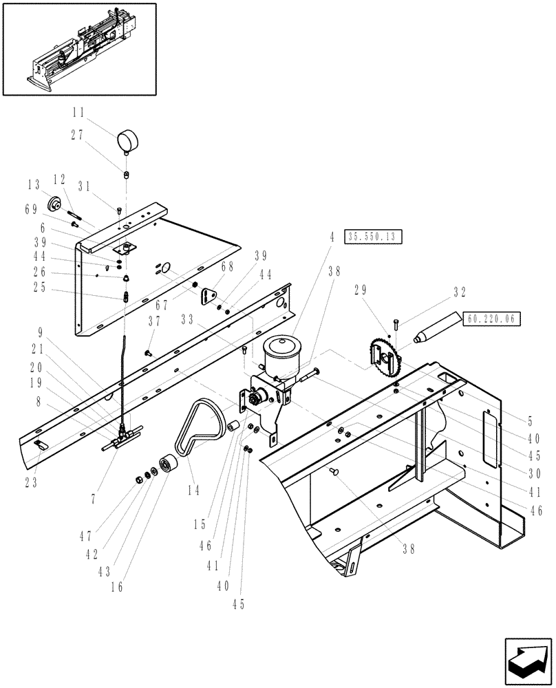 Схема запчастей Case IH SB551 - (35.550.12) - HYDRAULIC BALE TENSION OIL PUMP DRIVE (35) - HYDRAULIC SYSTEMS
