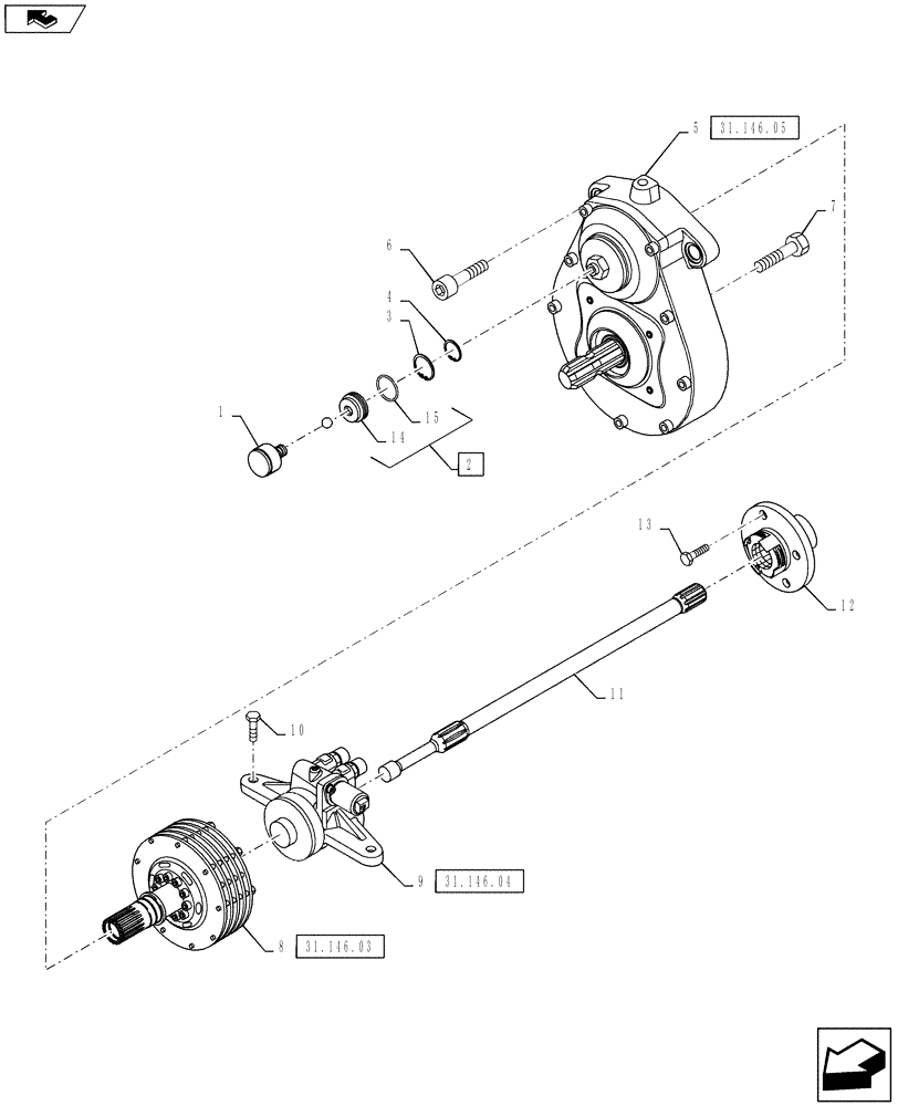 Схема запчастей Case IH PUMA 160 - (31.146.01) - VAR - 333648, 334648, 335648 - FRONT PTO ASSY - PTO, CLUTCH & CYLINDER (31) - IMPLEMENT POWER TAKE OFF