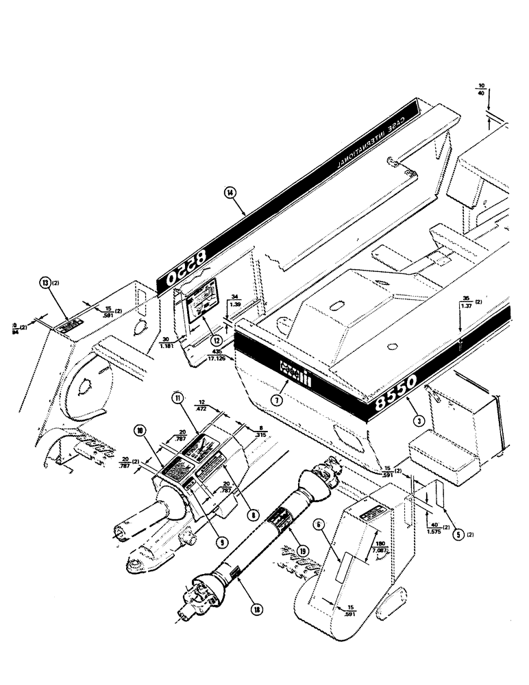 Схема запчастей Case IH 8550 - (64) - DECAL LOCATION DIAGRAM (90) - PLATFORM, CAB, BODYWORK AND DECALS