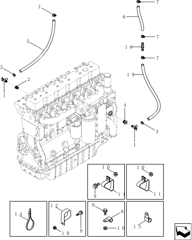 Схема запчастей Case IH 2577 - (50.200.04) - HEATING SYSTEM - CAB/CHASSIS CONNECTIONS TO ENGINE (50) - CAB CLIMATE CONTROL