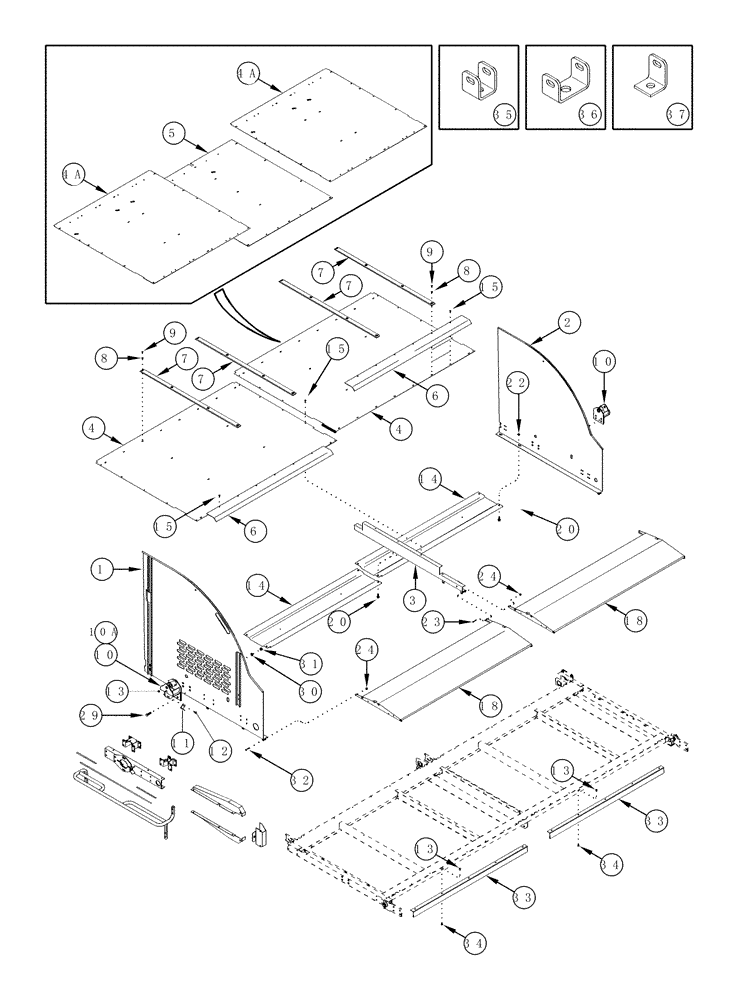 Схема запчастей Case IH CPX610 - (09D-18) - BASKET DOOR, COVERS AND SHIELDS (16) - BASKET