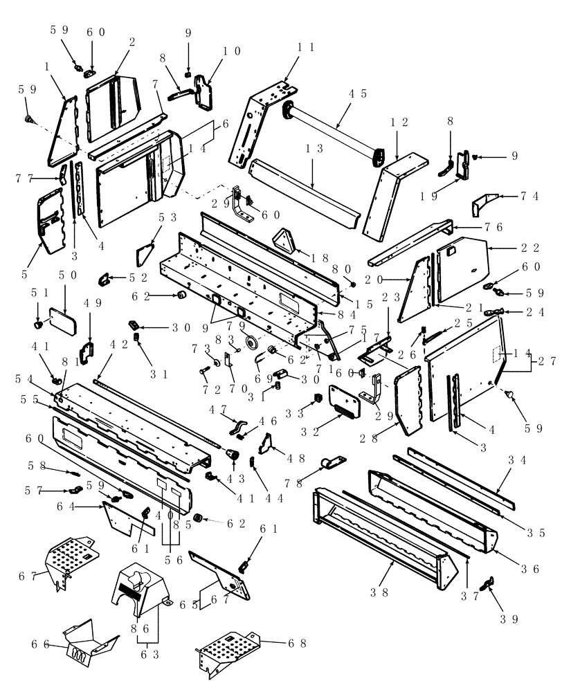 Схема запчастей Case IH RBX561 - (036) - SHIELDING, NET WRAP (90) - PLATFORM, CAB, BODYWORK AND DECALS