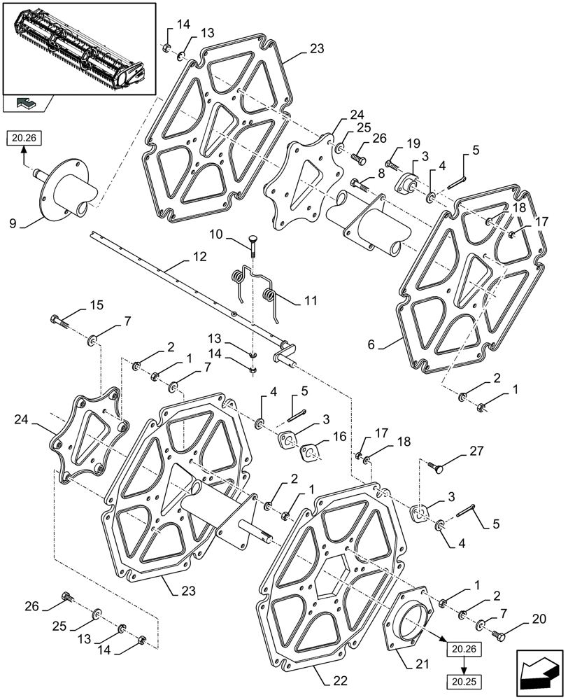 Схема запчастей Case IH 2030 - (20.27[01]) - REEL (20) - HEADER