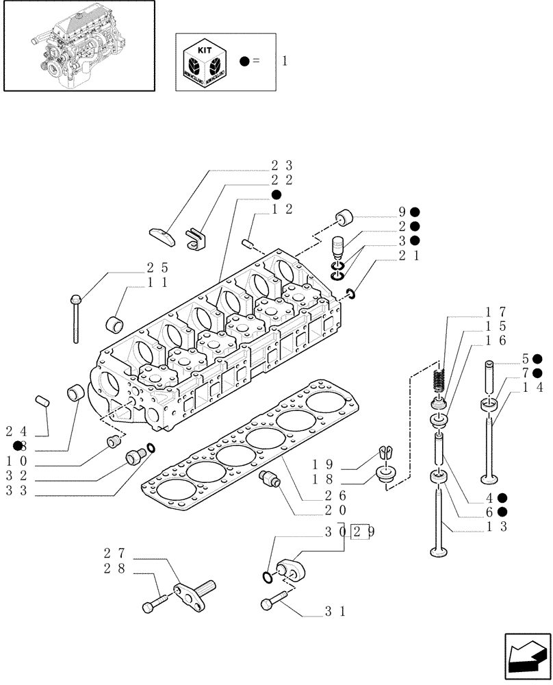 Схема запчастей Case IH F3AE0684G B001 - (0.06.0[01]) - CYLINDER HEAD & RELATED PARTS (500387339) 