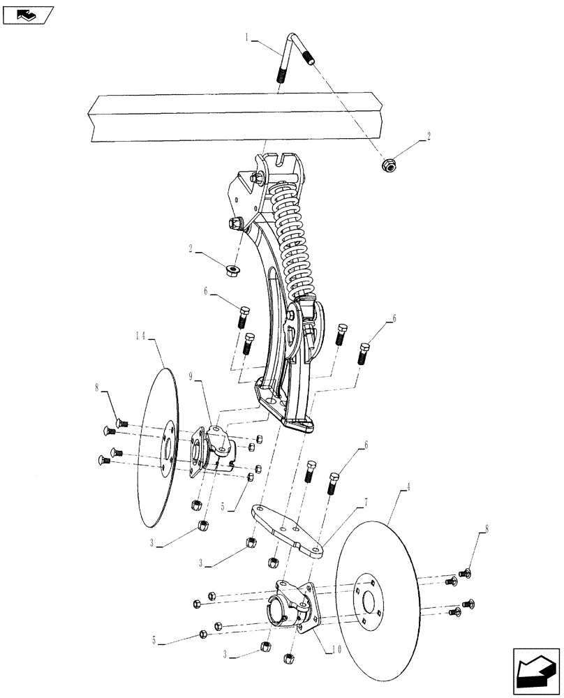 Схема запчастей Case IH 870 - (75.200.12[01]) - REAR DISK LEVELER ARM (75) - SOIL PREPARATION
