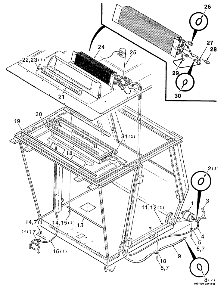 Схема запчастей Case IH 8840 - (07-048) - AIR CONDITIONER EVAPORATOR AND DRYER ASSEMBLY (S.N. CFH0086001 AND LATER) (50) - CAB CLIMATE CONTROL