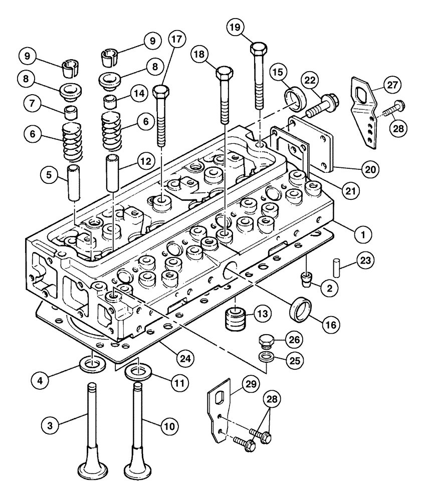 Схема запчастей Case IH CX100 - (02-35) - CYLINDER HEAD, CX80, CX90, CX100 (02) - ENGINE