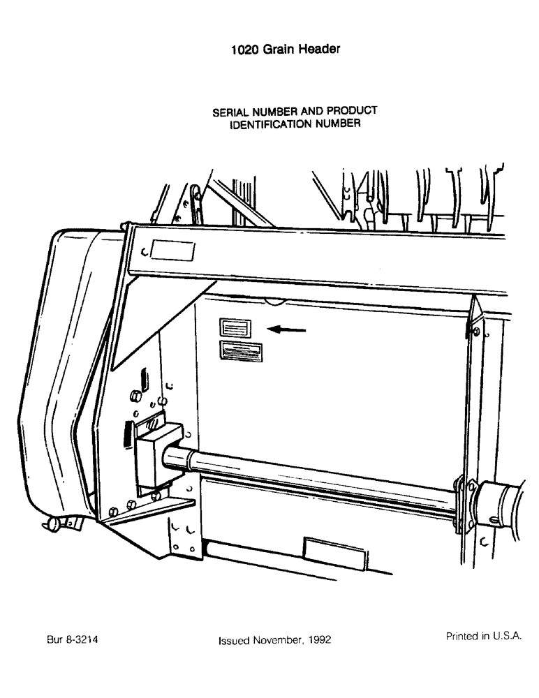 Схема запчастей Case IH 1020 - (1-02) - SERIAL NUMBER AND PRODUCT IDENTIFICATION NUMBER (00) - GENERAL & PICTORIAL INDEX