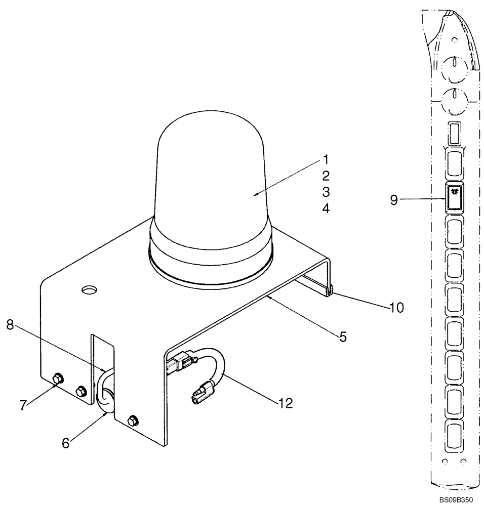 Схема запчастей Case IH 445 - (04-34) - ROTATING BEACON (04) - ELECTRICAL SYSTEMS
