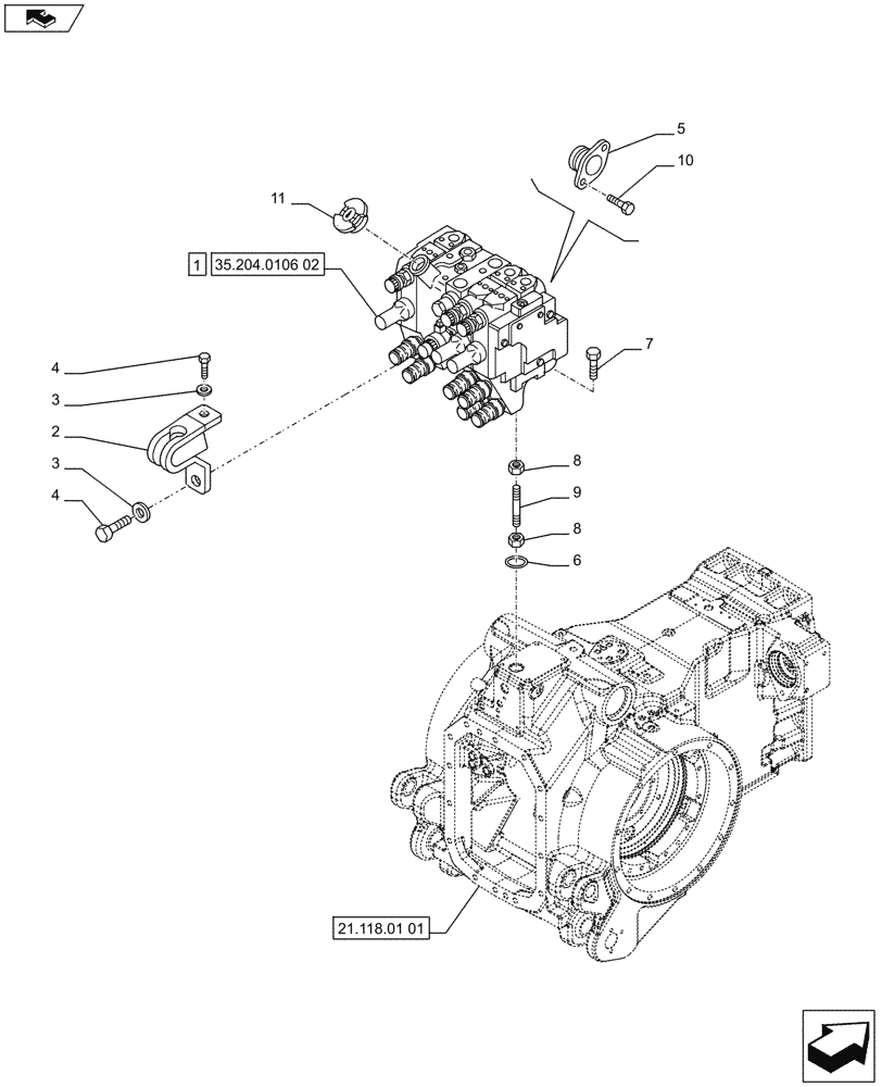 Схема запчастей Case IH PUMA 185 - (35.204.0106[01]) - 3 REMOTE CONTROL VALVES, MECHANICAL (35) - HYDRAULIC SYSTEMS