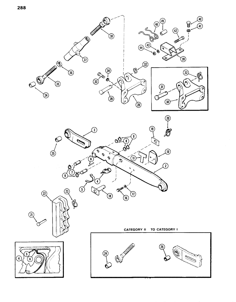 Схема запчастей Case IH 870 - (288) - THREE POINT HITCH, DRAFT ARMS (09) - CHASSIS/ATTACHMENTS