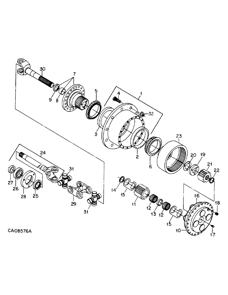 Схема запчастей Case IH 5088 - (07-60) - DRIVE TRAIN, FRONT AXLE PLANETARY AND HUB, ALL WHEEL DRIVE TRACTORS (04) - Drive Train