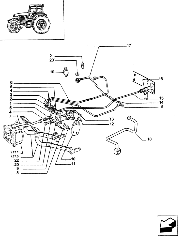 Схема запчастей Case IH JX75 - (1.82.713[01]) - (VAR.152-153-413) TRAILER BRAKE VALVE BREAKDOWN (FRANCE) 1-2-3 CONTROL VALVES - PARTS (07) - HYDRAULIC SYSTEM