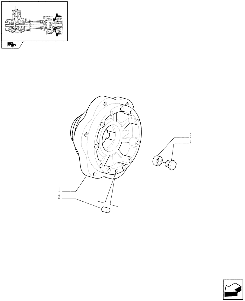Схема запчастей Case IH FARMALL 75C - (1.40.6/03) - FRONT AXLE WITH ELECTROHYDR. DIFF. LOCK WITH FRONT BRAKE (40 KM/H) - HUB (VAR.331329-332329-335329) (04) - FRONT AXLE & STEERING