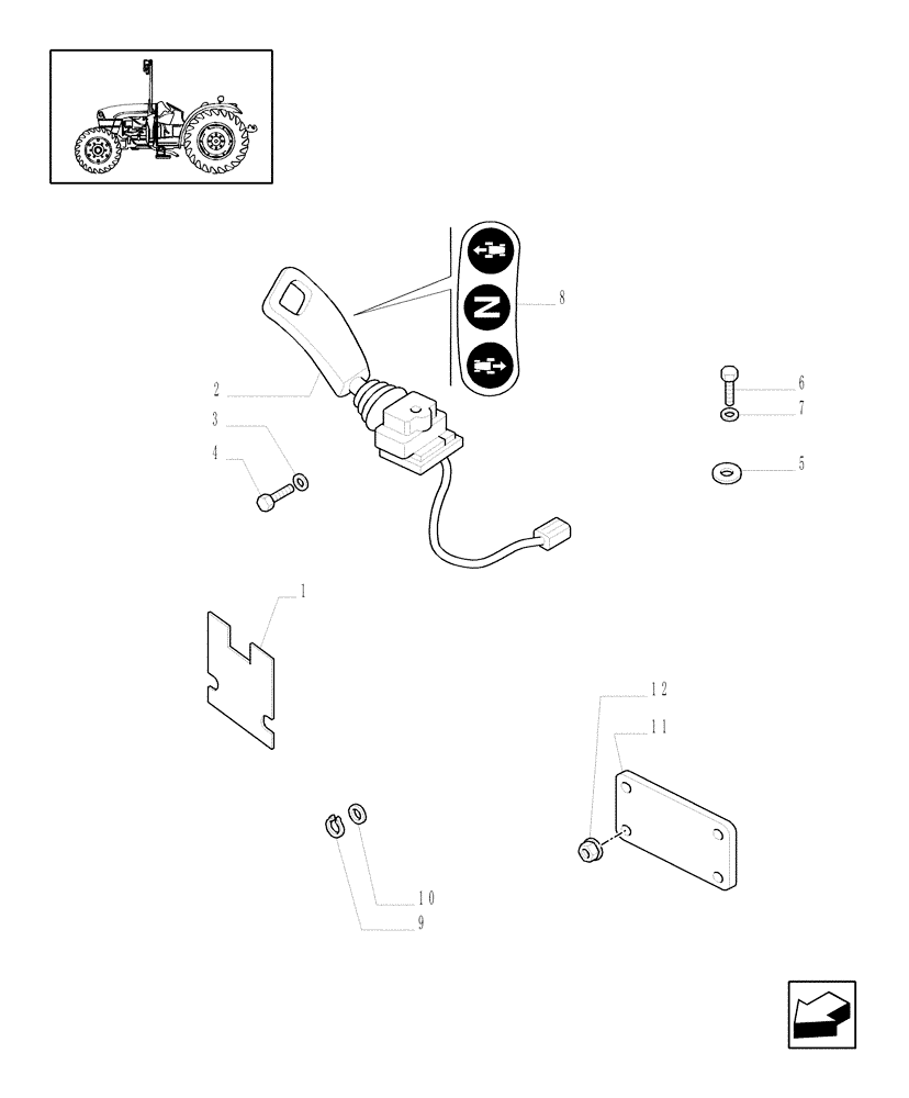 Схема запчастей Case IH JX1095C - (1.75.0/01) - (VAR.066-068-464) 12X12 (40KM/H) TRANSMISSION W/POWER SHUTTLE - CONTROL LEVER AND SWITCH (06) - ELECTRICAL SYSTEMS