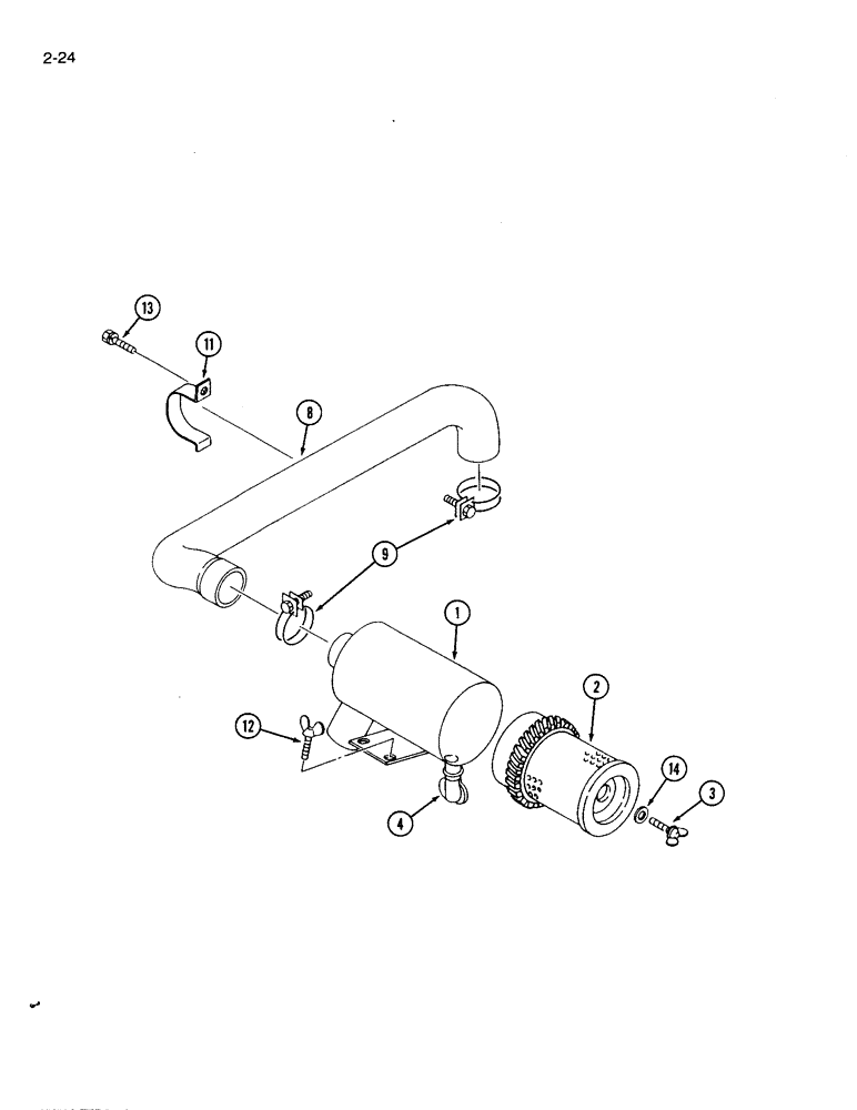 Схема запчастей Case IH 1120 - (2-24) - AIR CLEANER AND CONNECTIONS (02) - ENGINE