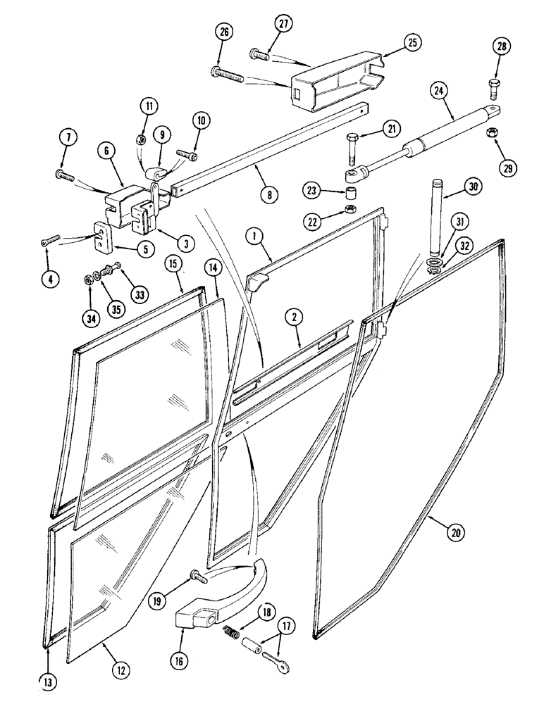 Схема запчастей Case IH 1394 - (9-474) - CAB DOOR, LEFT-HAND, TRACTORS WITH CAB (09) - CHASSIS/ATTACHMENTS