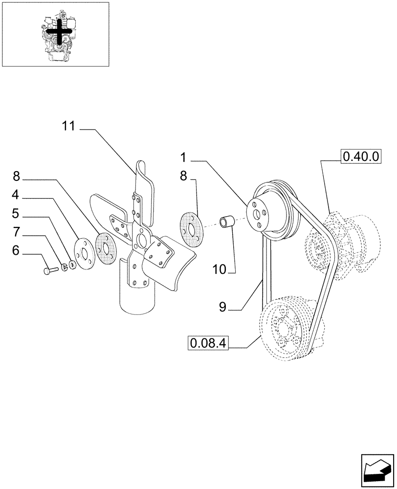 Схема запчастей Case IH JX95 - (0.34.7/01) - FAN (BEFORE S/N 13286) (01) - ENGINE