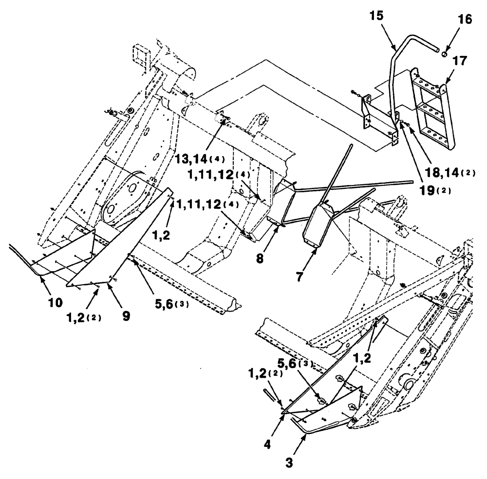 Схема запчастей Case IH 325 - (7-14) - DEFLECTOR AND STEP ASSEMBLIES (58) - ATTACHMENTS/HEADERS