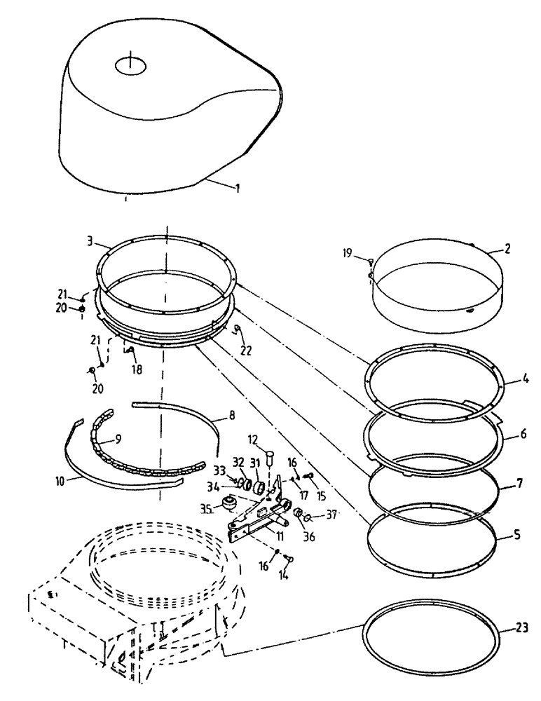 Схема запчастей Case IH 7700 - (A03-25) - VERTICAL PRIMARY EXTRACTOR SHROUD Mainframe & Functioning Components