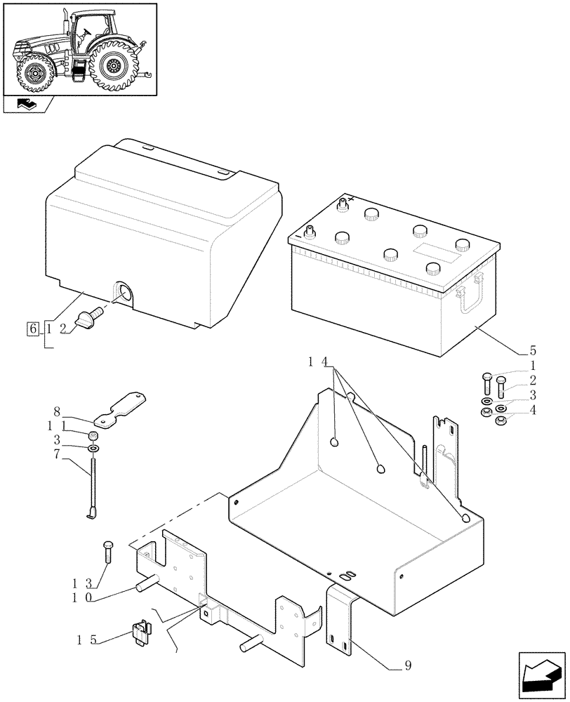 Схема запчастей Case IH PUMA 225 - (1.74.2) - BATTERY AND BATTERY MOUNTING (06) - ELECTRICAL SYSTEMS