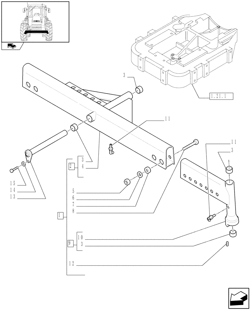 Схема запчастей Case IH FARMALL 90 - (1.41.0[01]) - 2WD FRONT AXLE - BODY (04) - FRONT AXLE & STEERING
