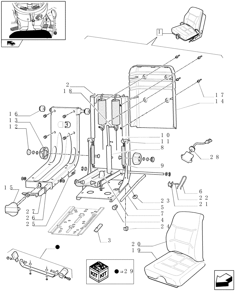 Схема запчастей Case IH FARMALL 95C - (1.92.85/03A) - VINYL SEAT WITH RETRACTABLE BELTS AND SAFETY SWITCH - BREAKDOWN - C5798 (10) - OPERATORS PLATFORM/CAB