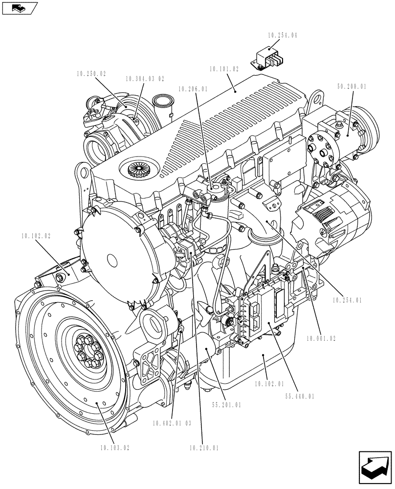 Схема запчастей Case IH 635 - (10.000.01[02]) - ENGINE ENGINE (10) - ENGINE