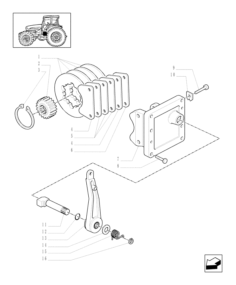 Схема запчастей Case IH MXU125 - (1.65.5) - PARKING BRAKE (05) - REAR AXLE