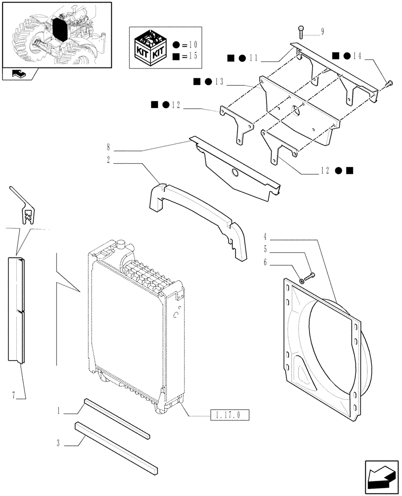Схема запчастей Case IH PUMA 115 - (1.17.5) - RADIATOR DUCT AND SEALS (02) - ENGINE EQUIPMENT