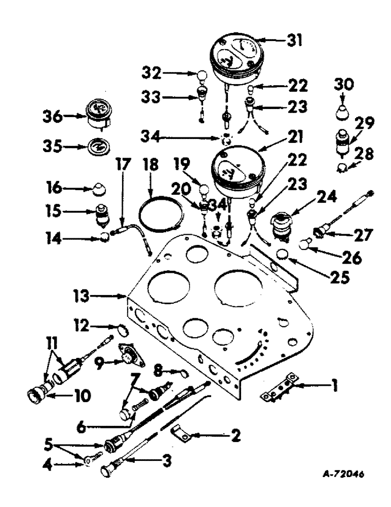 Схема запчастей Case IH 606 - (169) - ENGINE CONTROLS, INSTRUMENTS, AND INSTRUMENT PANEL, ENGINE CONTROLS AND INSTRUMENTS Engine Controls